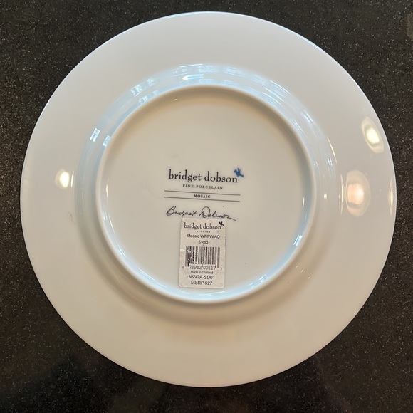 4 Bridget Dobson Fine Porcelain - Blue Mosaic - Salad Plates 8 1/2 In. - Picture 12 of 12